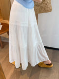 The Color Of The White Cake Skirt And The Half-Dressed Woman 2025 Summer New High-Rise Thin A-Word Dress Design Sense