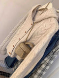 Millard Horn Buckle Hooded Cardigan Sweater Women Autumn And Winter Gentle Ja Sycafang Knit Coat Soft Glutinous Outside Put On
