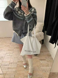 Fair Island Jasmine Premium Sweater Coat Women's New Easier Vintage Clammed Klammed Knitted Jacket In Autumn