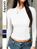 Dili Casual Commuting Wind Solid Color Under-Sleeved Shirt T-Shirt Women's Clothing 2025 Autumn And Winter