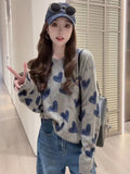 Korean Atmosphere Relaxed Love Letter Knitted Shirt Women Early Autumn Lazy Fashion Age-Reed Sweater