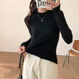 Suit Wearing A Bottom Shirt Women's Clothing Autumn And Winter 2026 New Long-Sleeved White T-Shirt Girl Small Collar Top