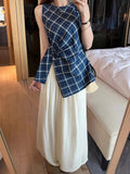 French Open Fork Tat Waist Vest Sling Female Summer Exterior Design Small Chic Beautiful Sleeveless Top