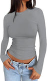 2025 Ms. New Autumn Leisure Body Collar Sexy Pure Color Long-Sleeved Top