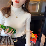 Maillard Wears A Thick Long-Sleeved Knitted Bottom Shirt For Women's Autumn And Winter New Half-High Collar With Thin Tops